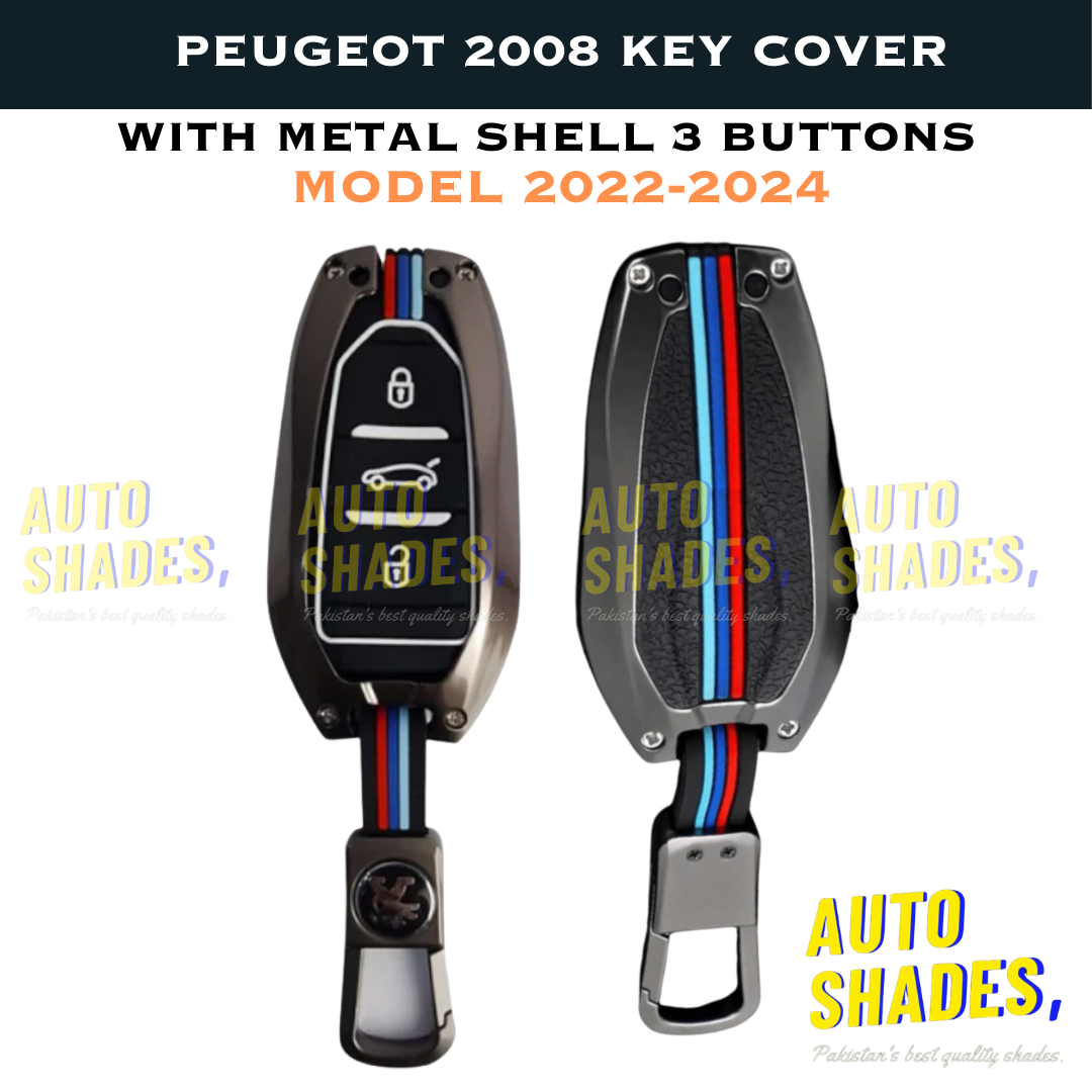 Peugeot 2008 Key Cover WIth Metal Shell 3 Button - Model 2022-2024