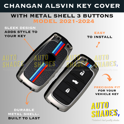Changan Alsvin Key Cover With Metal Shell 3 Buttons - Model 2021-2024