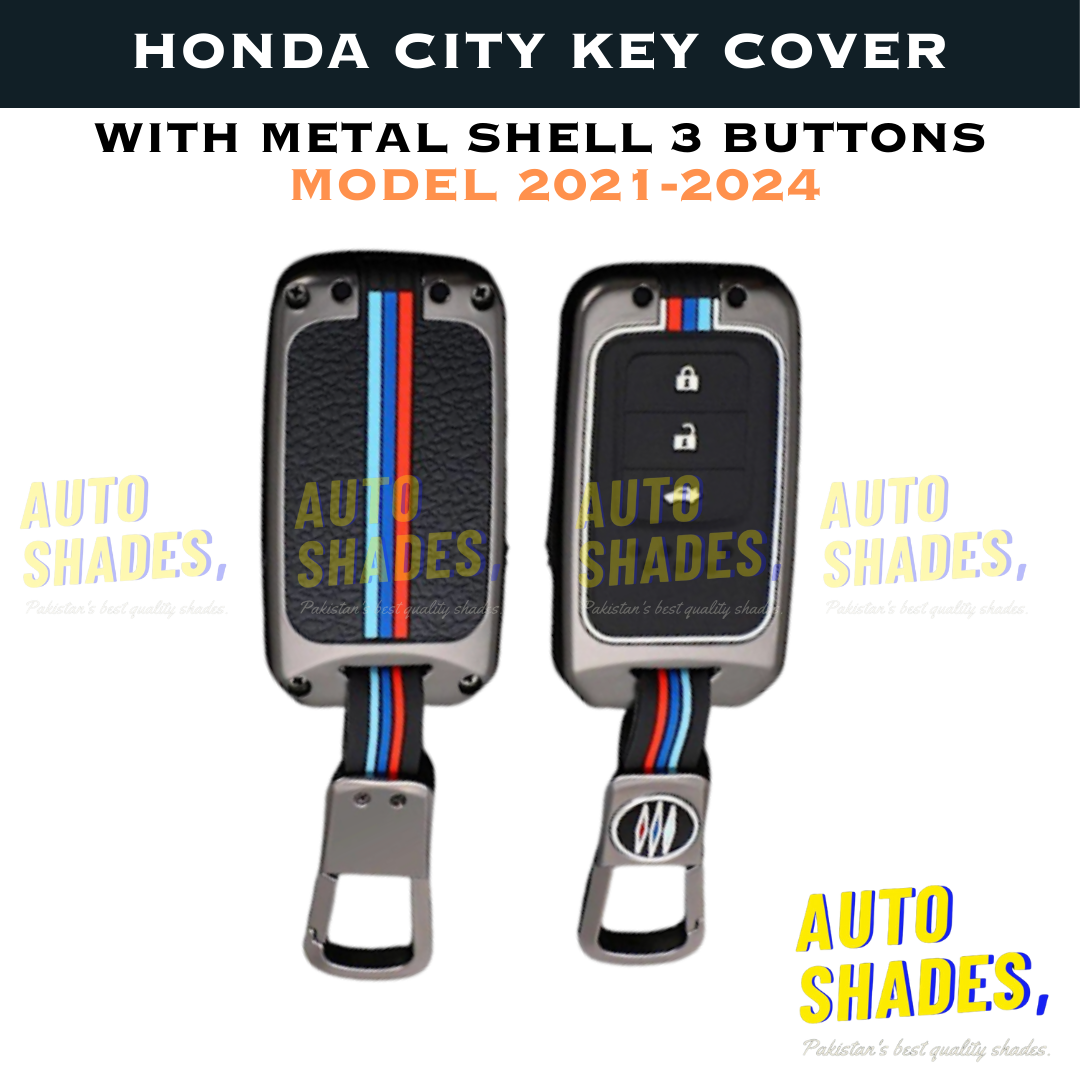 Honda City Key Cover With Metal Shell 3 Buttons - Model 2021-2024