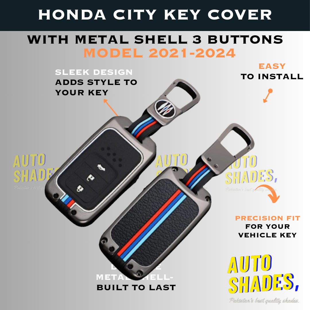 Honda City Key Cover With Metal Shell 3 Buttons - Model 2021-2024