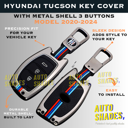 Hyundai Tucson Key Cover With Metal Shell - Model 2020-2024
