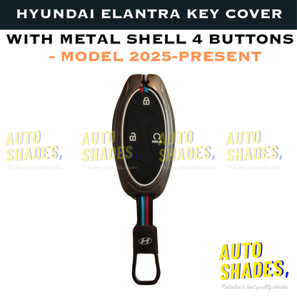 Hyundai Elantra Key Cover With Metal Shell 4 Buttons - Model 2025-Present