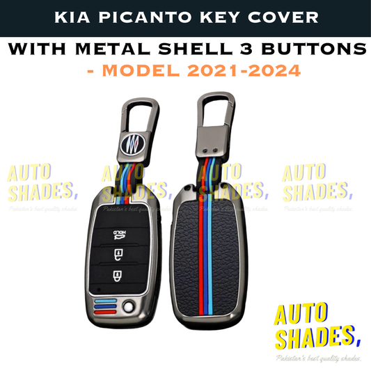Kia Picanto Key Cover With Metal Shell 3 Buttons - Model 2021-2024