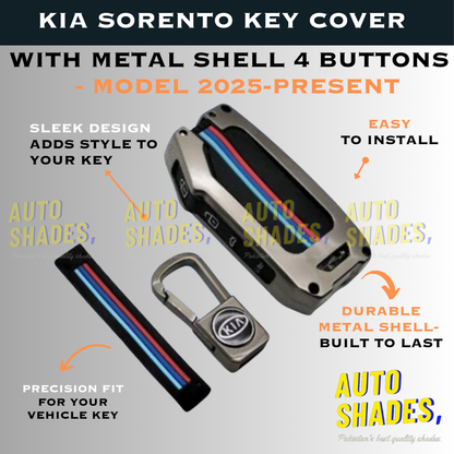 Kia Sorento Key Cover With Metal Shell 4 Buttons  - Model 2025-Present