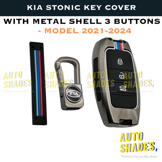 Kia Stonic Key Cover With Metal Shell 3 Buttons - Model 2021-2024