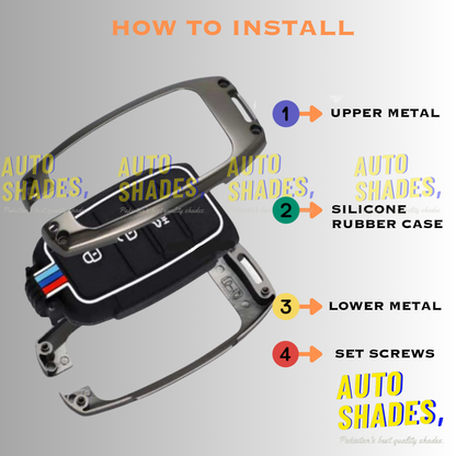 Kia Stonic Key Cover With Metal Shell 3 Buttons - Model 2021-2024