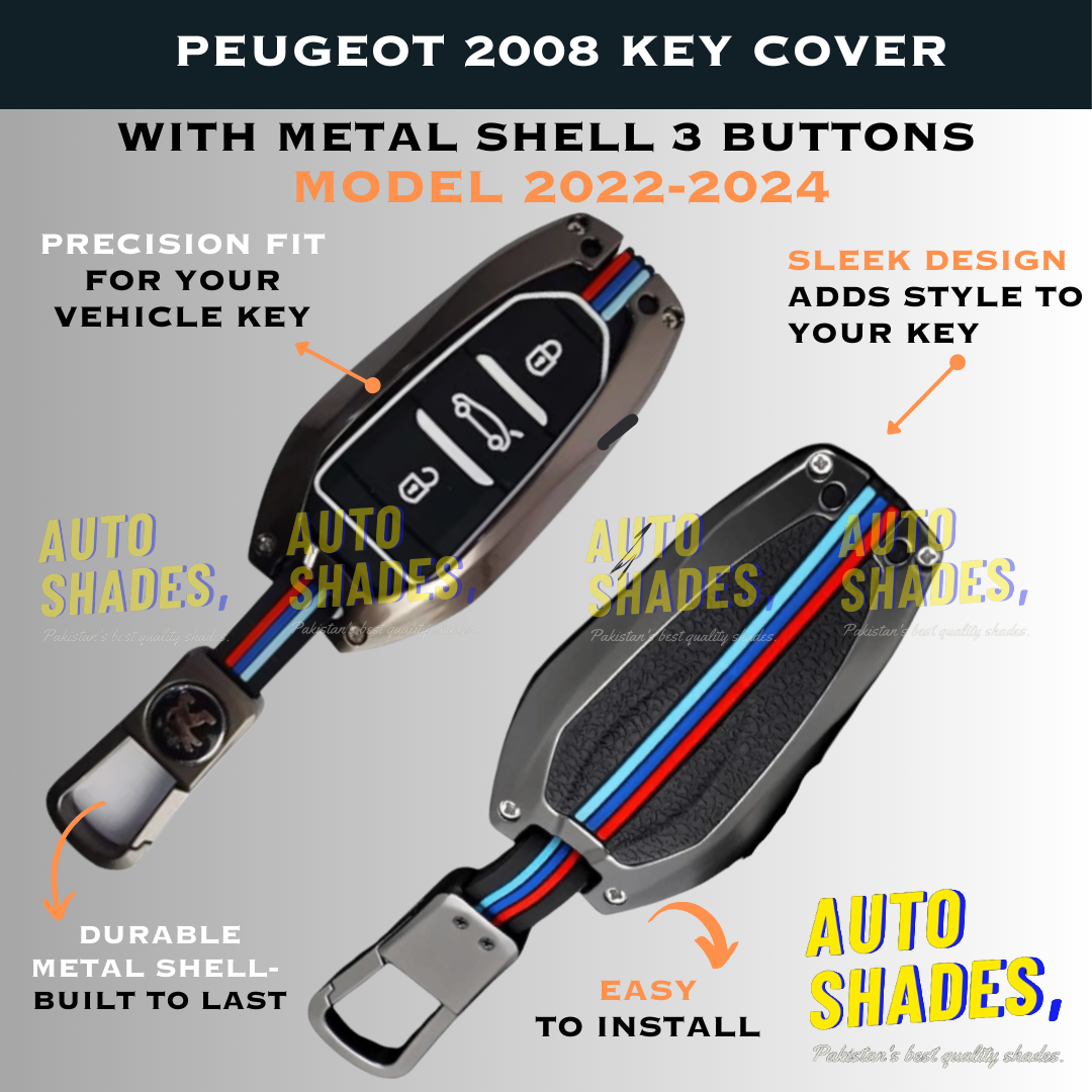 Peugeot 2008 Key Cover WIth Metal Shell 3 Button - Model 2022-2024