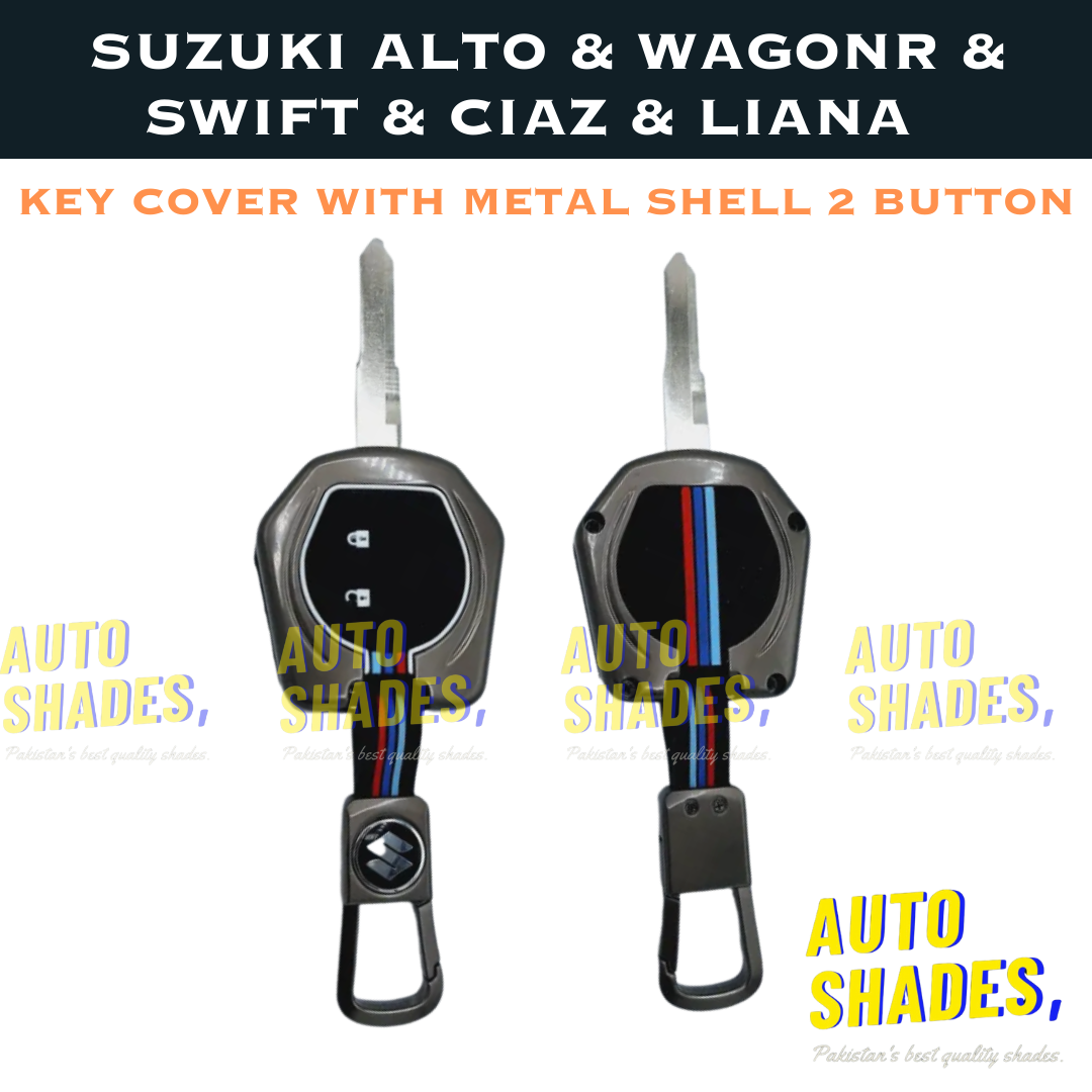 Suzuki Alto /Wagon R /Swift /Ciaz Plastic Protection Key Cover With Metal Shell 2 Buttons