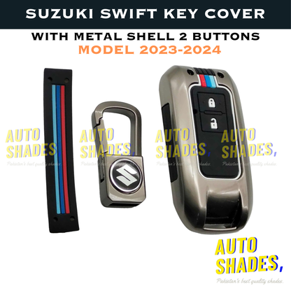 Suzuki Swift Key Cover With Metal Shell 2 Button - Model 2023-2024