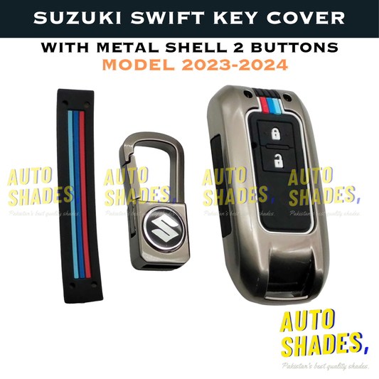 Suzuki Swift Key Cover With Metal Shell 2 Button - Model 2023-2024