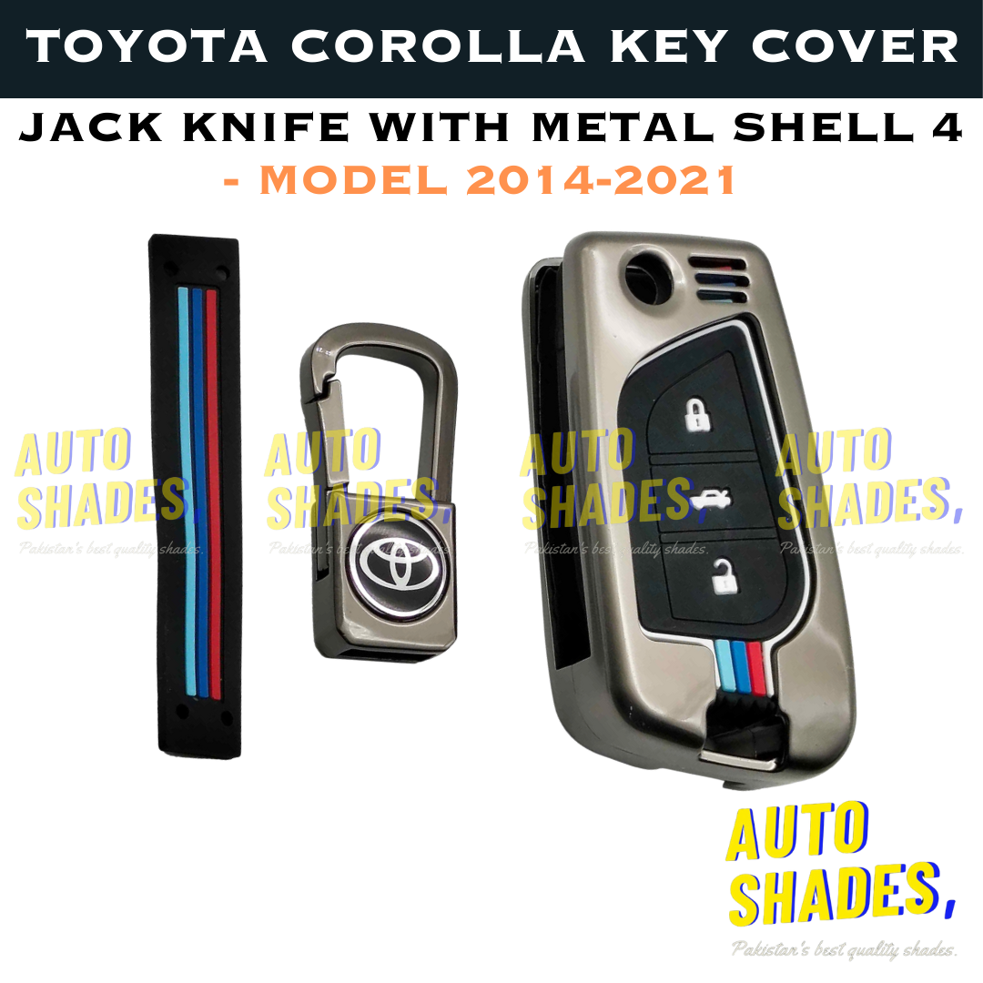 Toyota Corolla Key Cover Jack Knife With Metal Shell 4 - Model 2014-2021