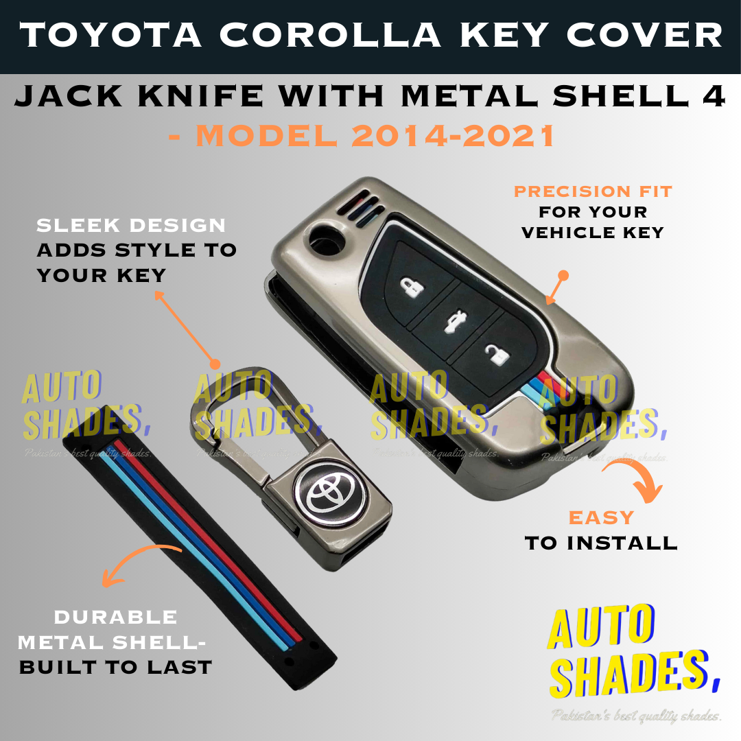 Toyota Corolla Key Cover Jack Knife With Metal Shell 4 - Model 2014-2021