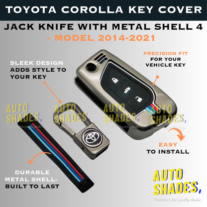 Toyota Corolla Key Cover Jack Knife With Metal Shell 4 - Model 2014-2021