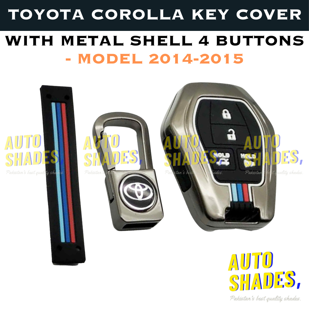 Toyota Corolla Key Cover With Metal Shell 4 Buttons - Model 2014-2015