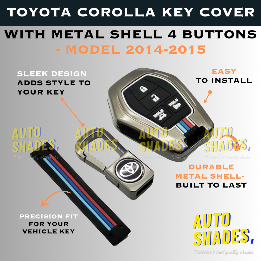 Toyota Corolla Key Cover With Metal Shell 4 Buttons - Model 2014-2015