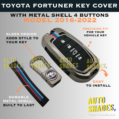 Toyota Fortuner Key Cover With Metal Shell 4 Buttons - Model 2016-2022