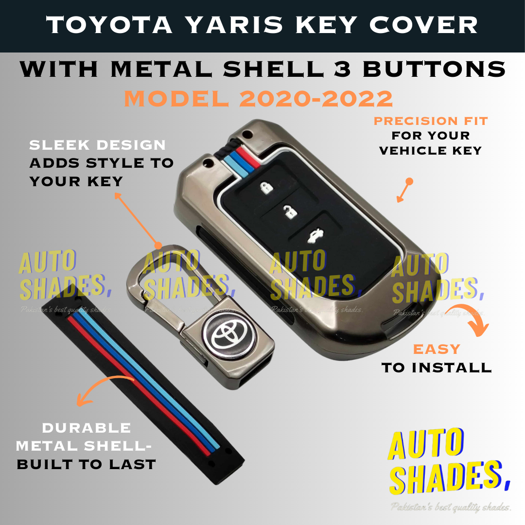 Toyota Yaris Key Cover With Metal Shell - Model 2020-2022