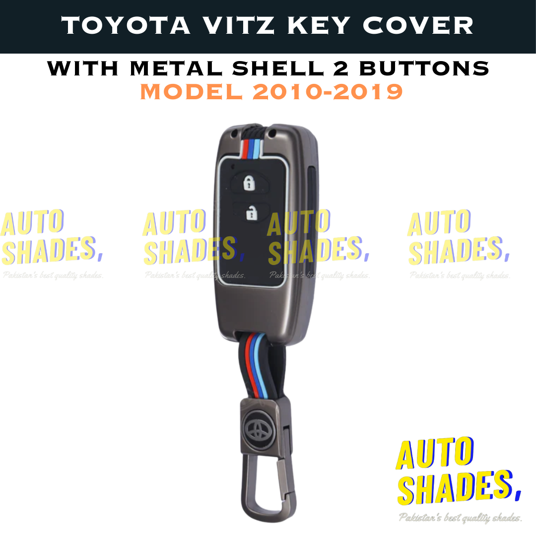 Toyota Vitz Key Cover With Metal Shell 2 Buttons - Model 2010-2019