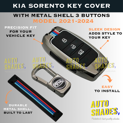 kia Sorento key Cover With Metal Shell 3 Buttons - Model 2021-2024